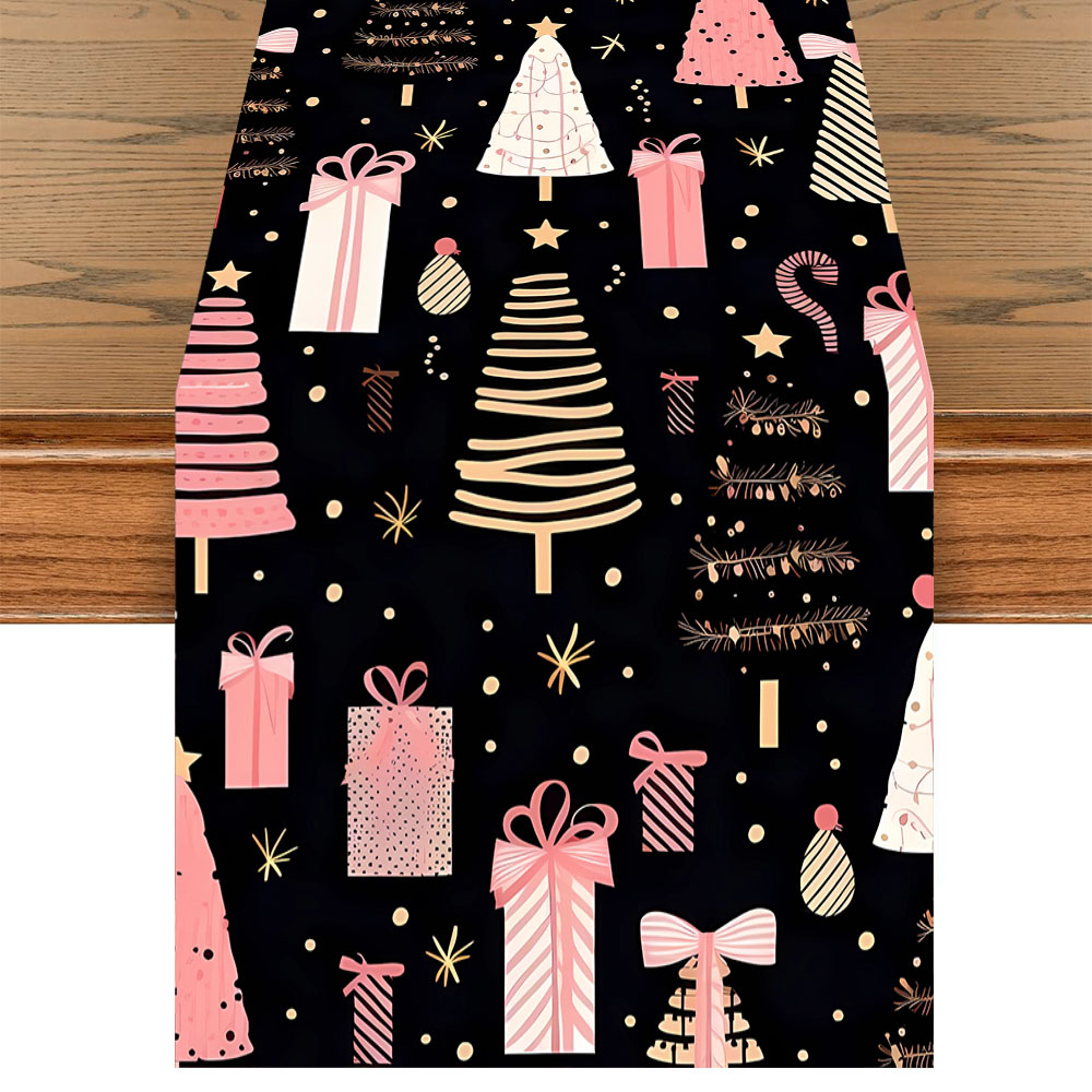 Christmas Table Runner - Chemin de table de Noël rose,