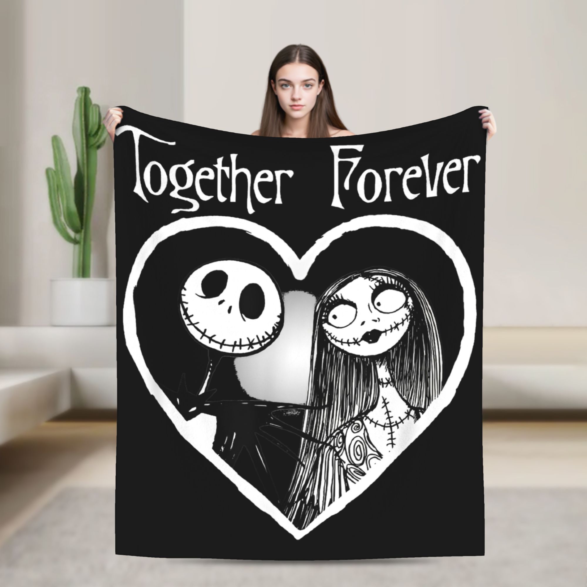 Christmas Throw Blanket - Couverture en laine Jack Skellington Together