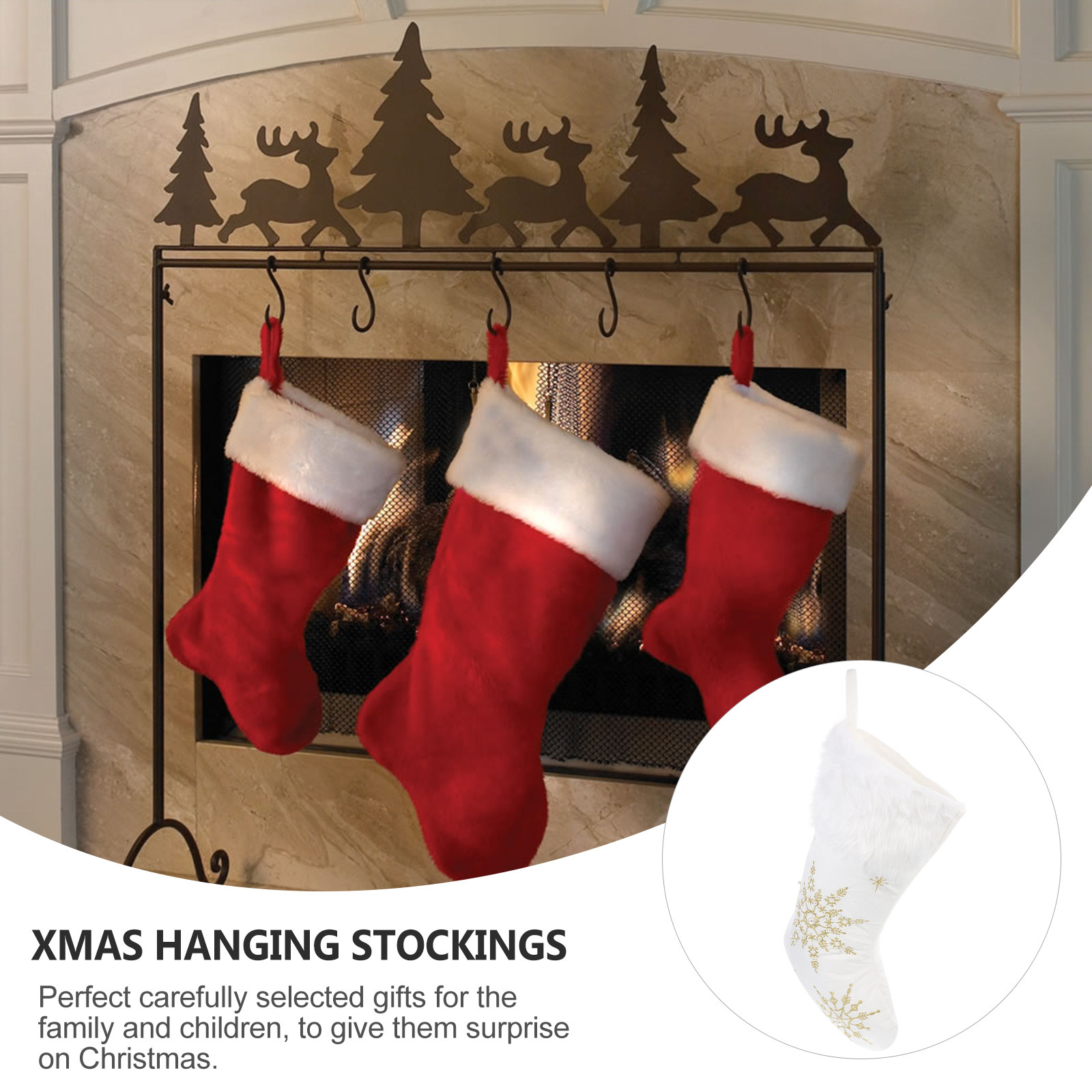 Christmas Stocking Hanging - 1 pièce Chaussette de Noël décorative